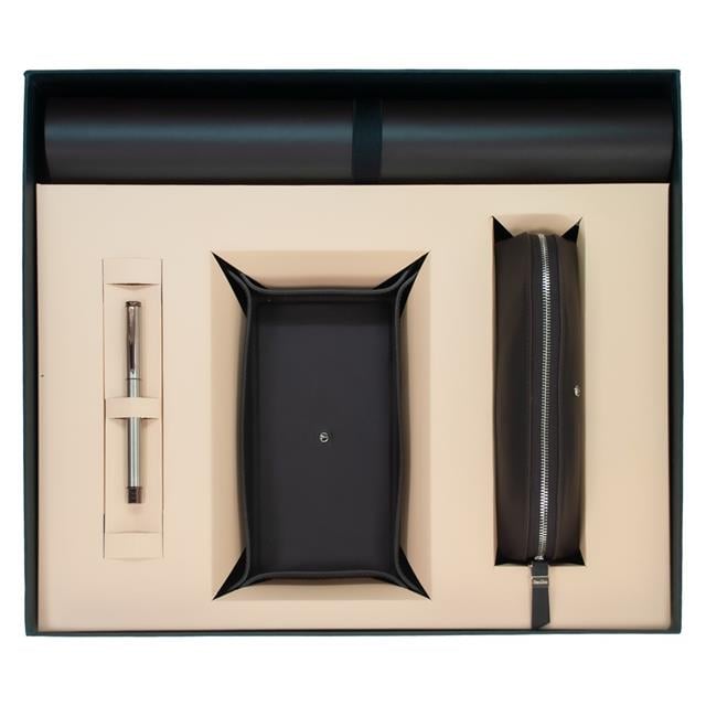 Scrikss-Hediye Seti Hakiki Deri Masa Seti Kahve & 64 Roller Bronz Krom-Hediye Seti-1-Milagron.com