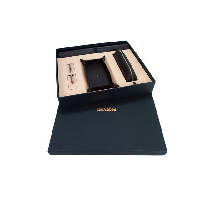 Scrikss-Hediye Seti Hakiki Deri Masa Seti Kahve & 64 Roller Bronz Krom-Hediye Seti-12-Milagron.com