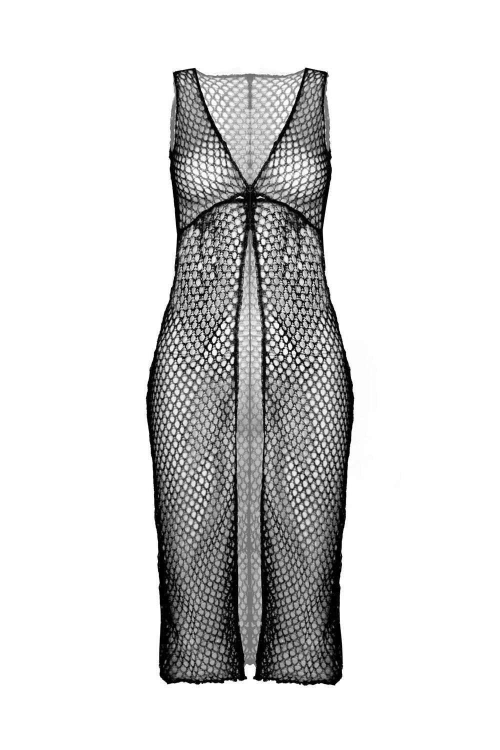 Selia Richwood-Black Mesh Beach Dress-Etek-1-Milagron.com