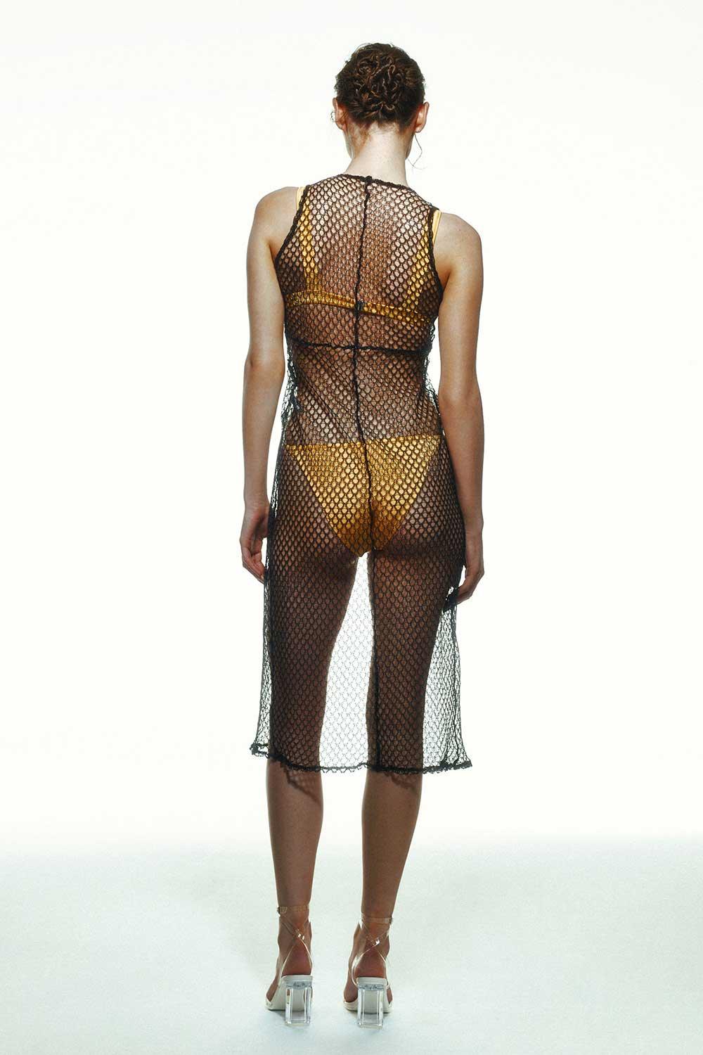 Selia Richwood-Black Mesh Beach Dress-Etek-3-Milagron.com