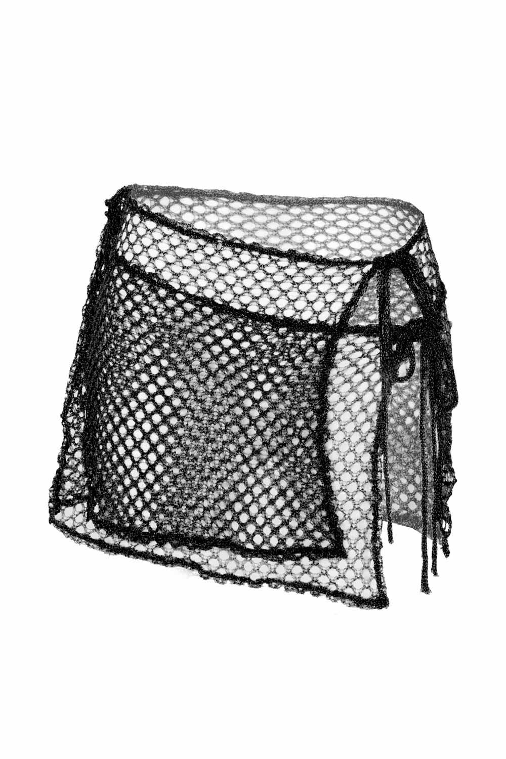 Selia Richwood-Black Mesh Beach Skirt-Etek-4-Milagron.com
