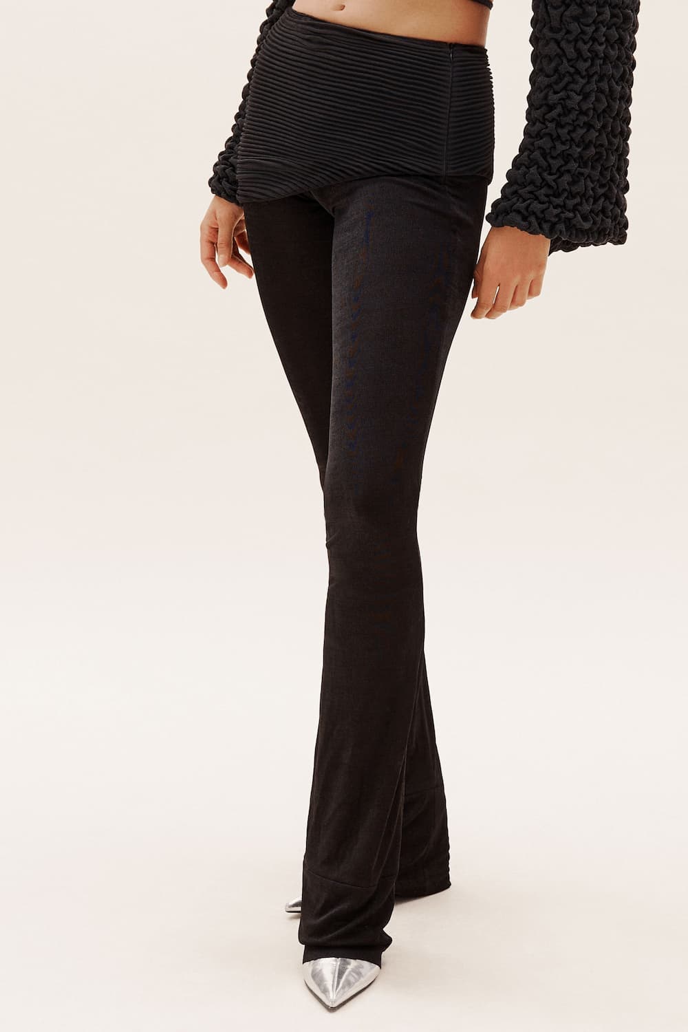 Selia Richwood-Black Plisse Pant-Pantolon-3-Milagron.com