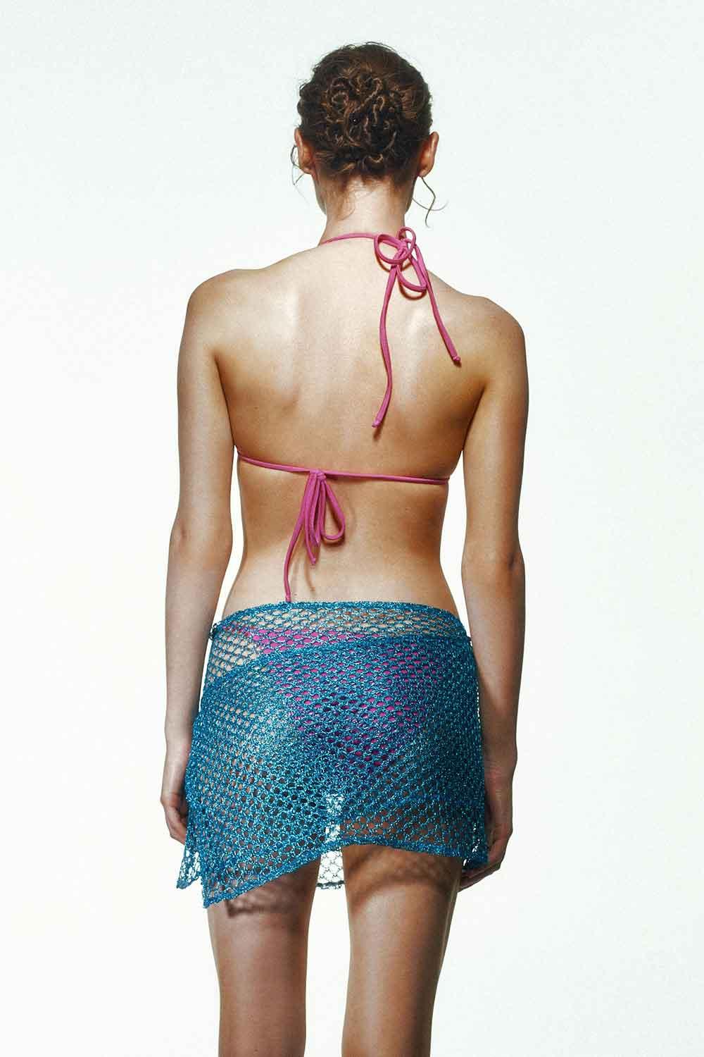 Selia Richwood-Blue Mesh Beach Skirt-Etek-2-Milagron.com
