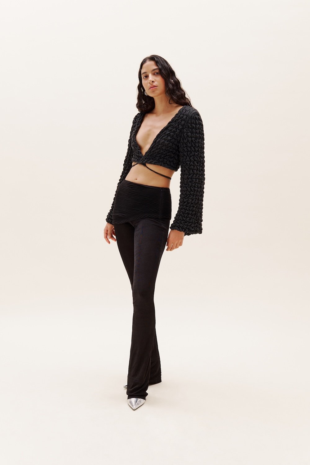 Selia Richwood-Grey Bolero Cardigan-Crop Top-5-Milagron.com