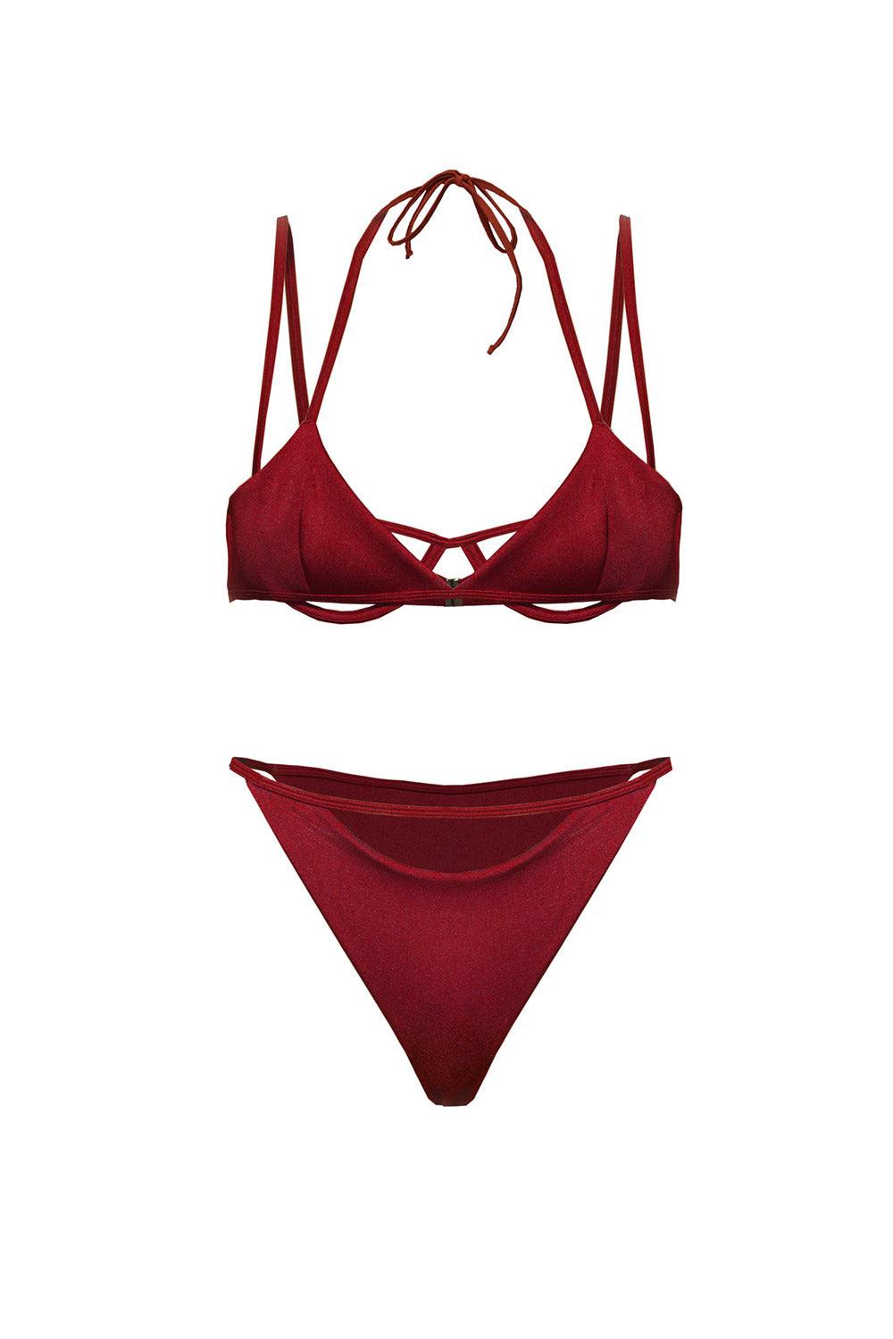 Selia Richwood-İADE ORANI - Dona Maroon Bikini-Bikini & Mayo-1-Milagron.com