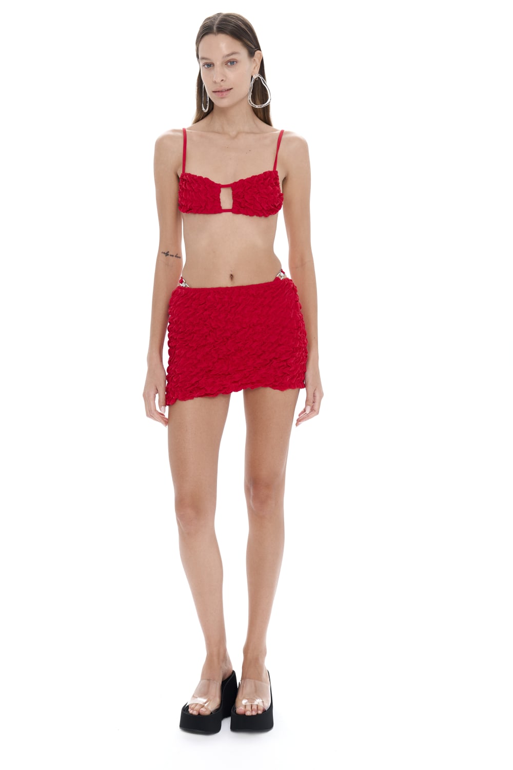 Selia Richwood-Lia Red Mini Beach Skirt-Etek-1-Milagron.com