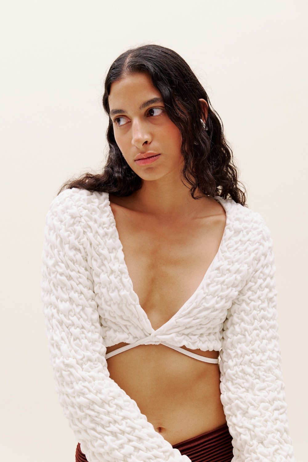 Selia Richwood-White Bolero Cardigan-Crop Top-1-Milagron.com