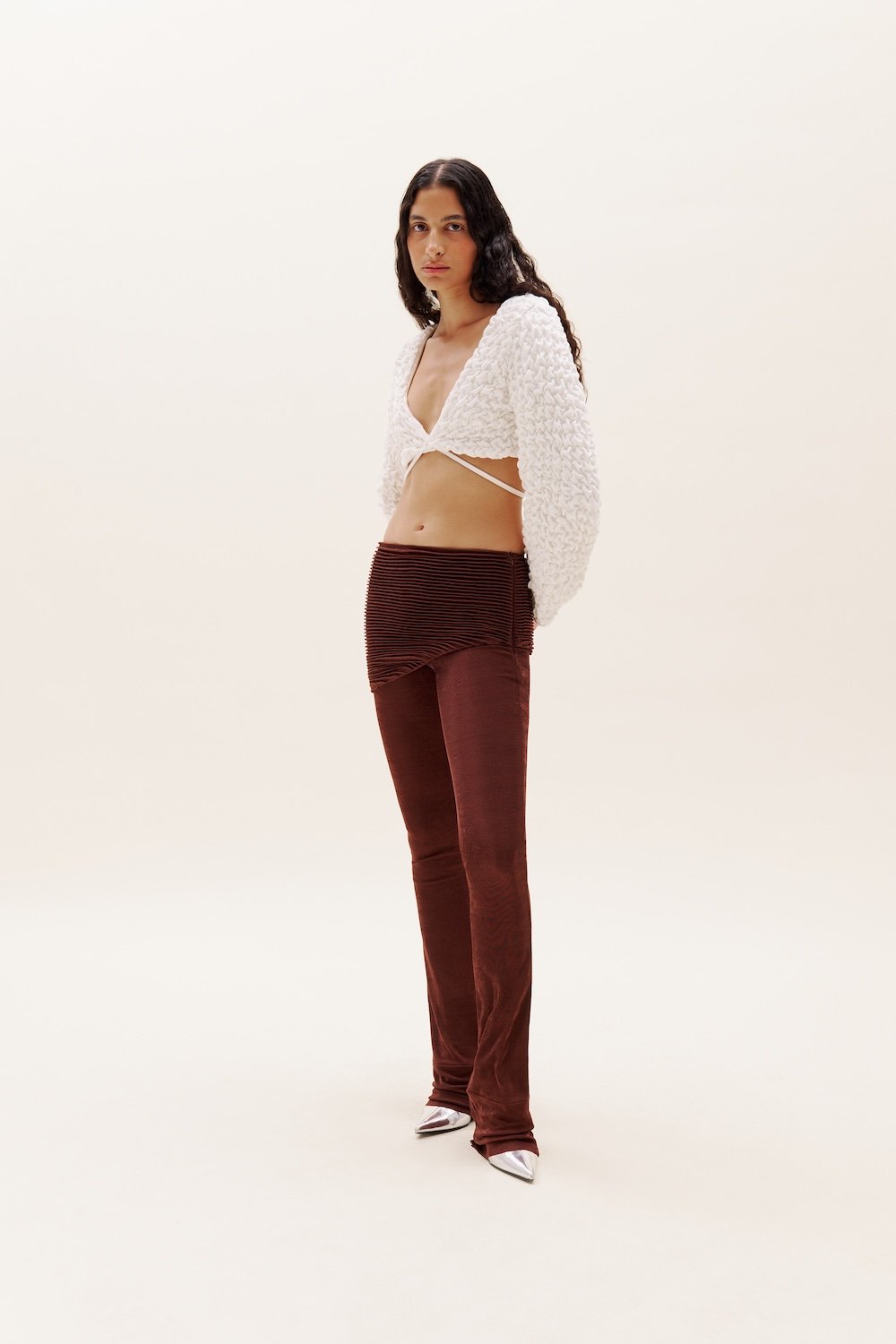 Selia Richwood-White Bolero Cardigan-Crop Top-4-Milagron.com