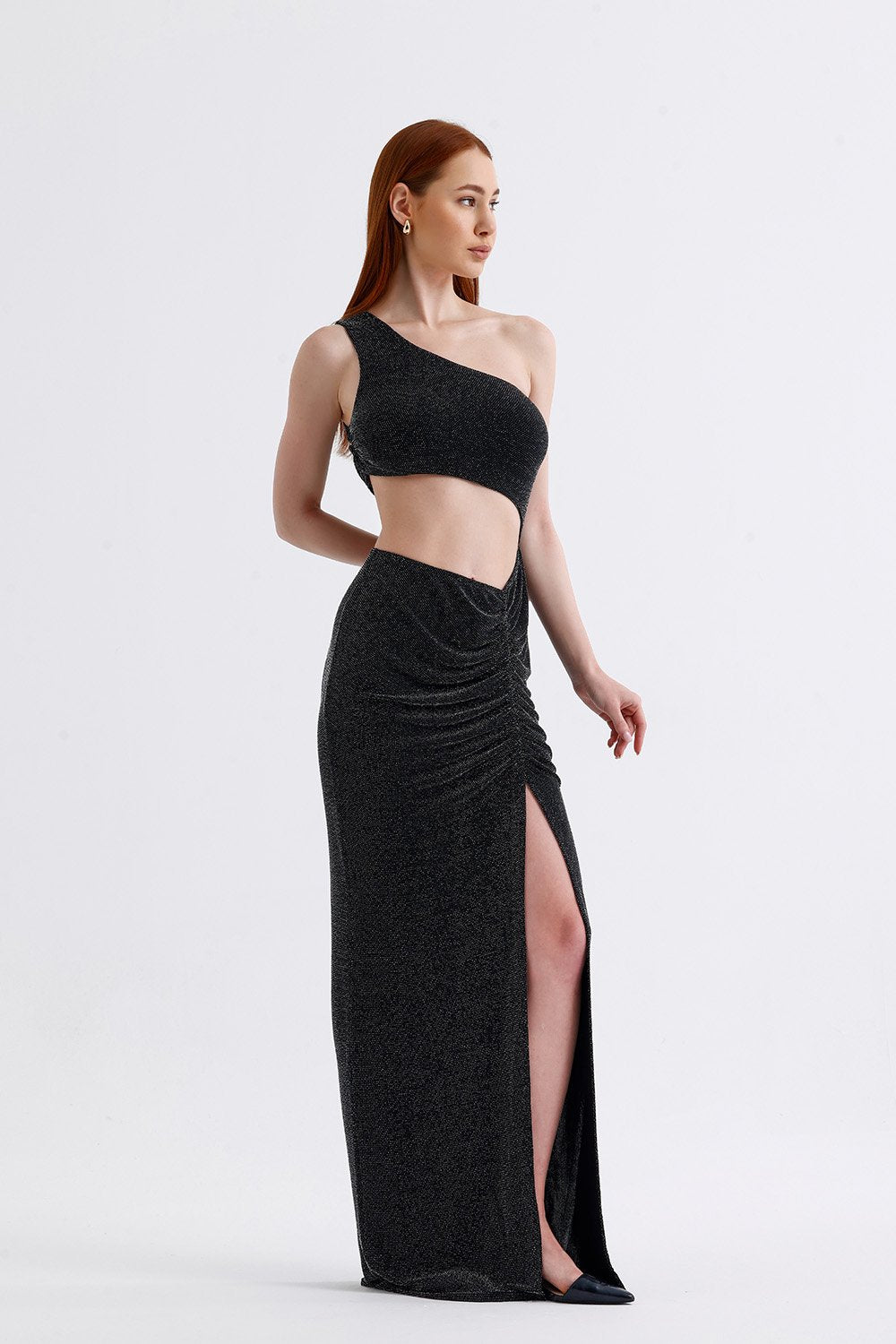 Sellie-Gloria Si̇yah Simli Maxi Elbise-Elbise-2-Milagron.com