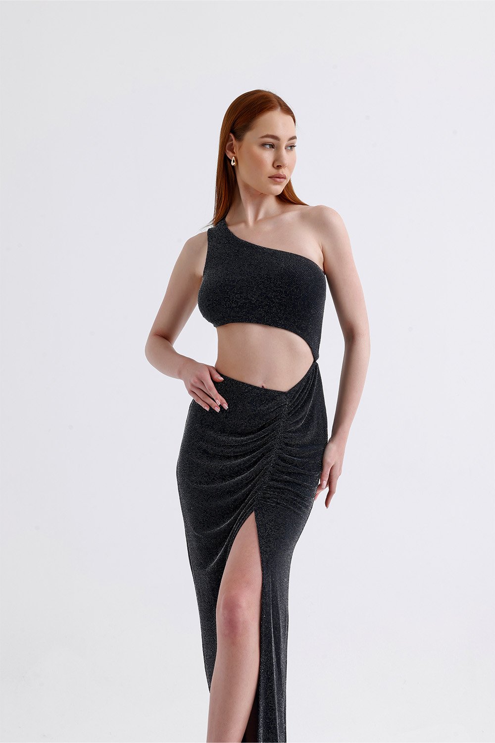 Sellie-Gloria Si̇yah Simli Maxi Elbise-Elbise-5-Milagron.com