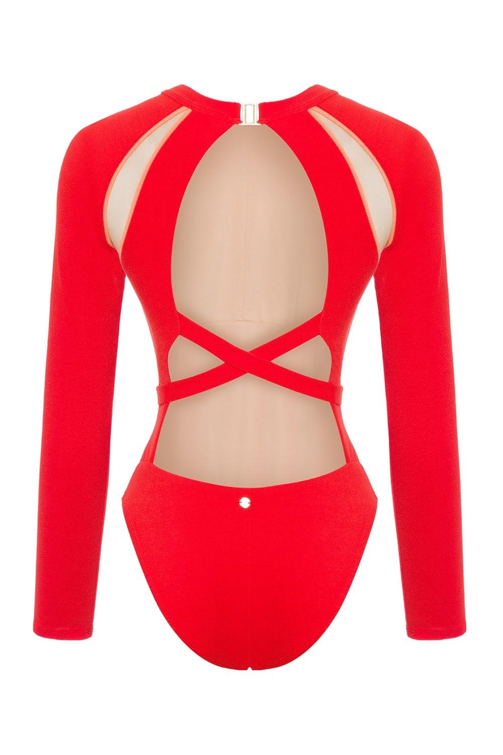 Sellie-Odyssey Long Sleeve One-piece Radiant Red-Mayo-3-Milagron.com