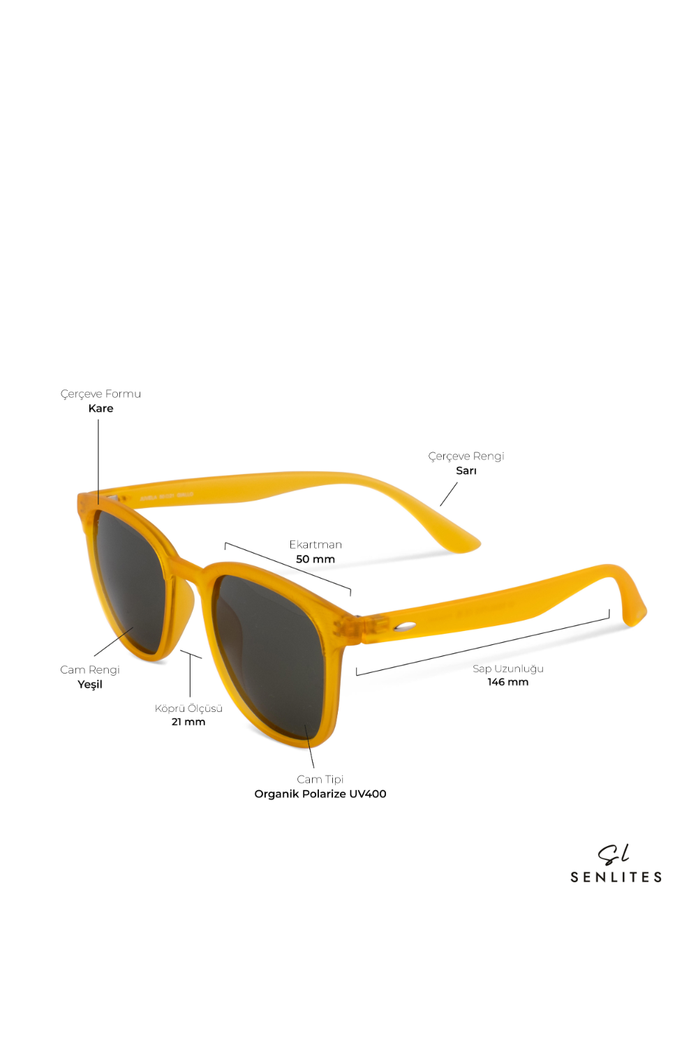 Senlites-Juvela Giallo Unisex Mat Sarı Polarize Kare Güneş Gözlüğü-Güneş Gözlüğü-4-Milagron.com