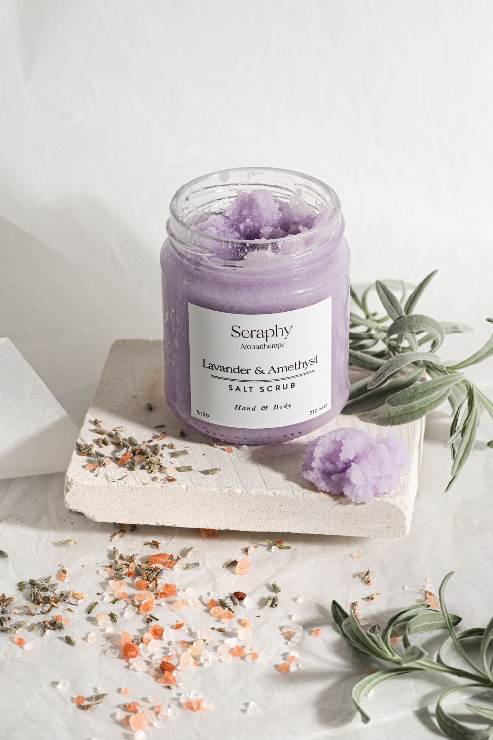Seraphy Aromatherapy-Vücut Peeling Lavander & Amethyst - Nemlendirici - Batık - Çilek Bacak Onarıcı - 212ml - % 100 Pure-Peeling-1-Milagron.com