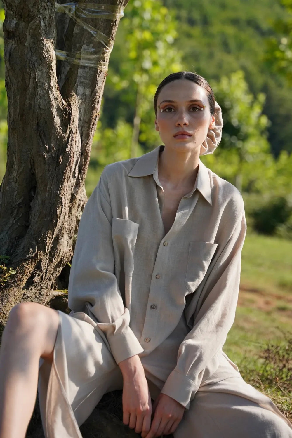 Serein Co-Unisex Brok Gömlek Bej-Gömlek-1-Milagron.com