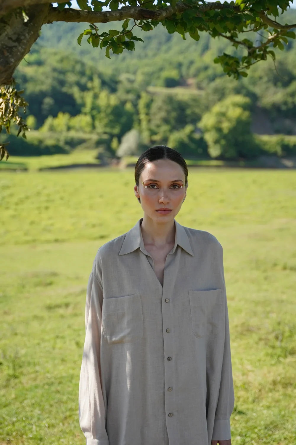 Serein Co-Unisex Brok Gömlek Bej-Gömlek-3-Milagron.com