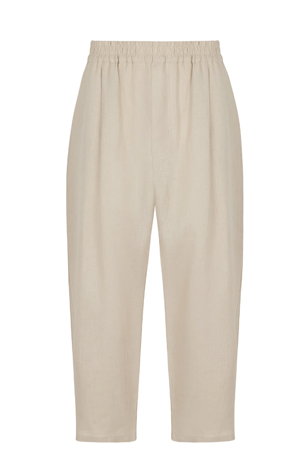Sertaç Taşdelen-Açık Kahverengi %100 Keten Beli Lastikli Bol Paça Erkek Pantolon Model P 06-Pantolon-4-Milagron.com
