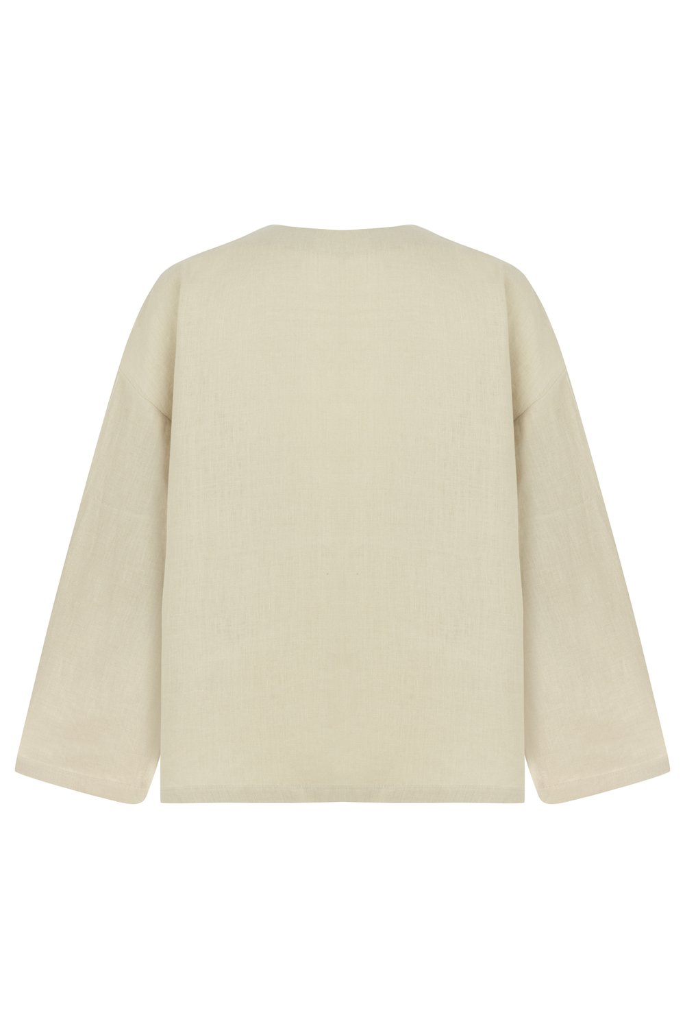 Sertaç Taşdelen-Açık Kahverengi %100 Keten V Yaka Oversized Erkek T-shirt Model T 18-T-Shirts-4-Milagron.com