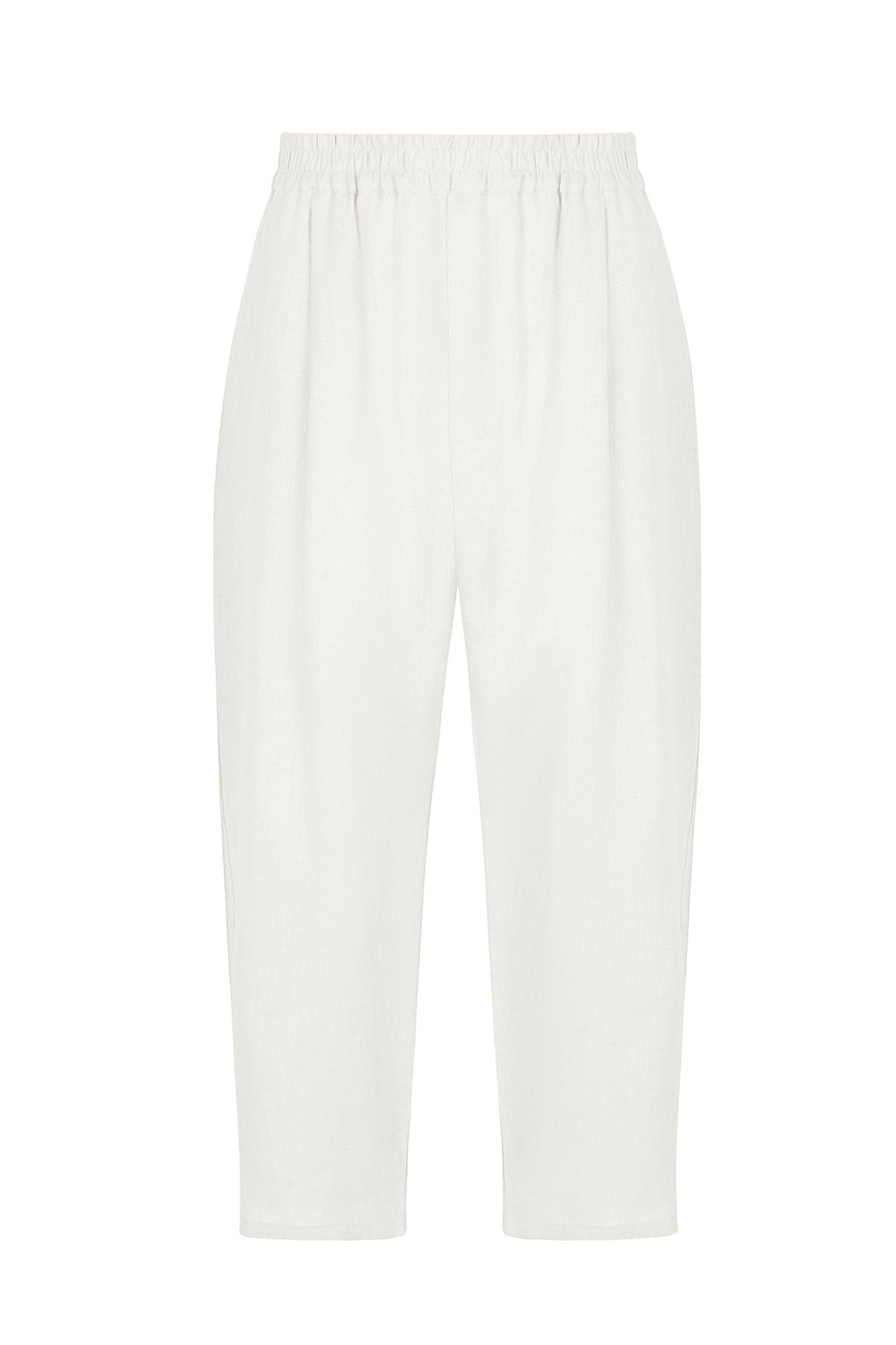 Sertaç Taşdelen-Beyaz %100 Keten Beli Lastikli Erkek Pantolon Model P 05-Pantolon-3-Milagron.com