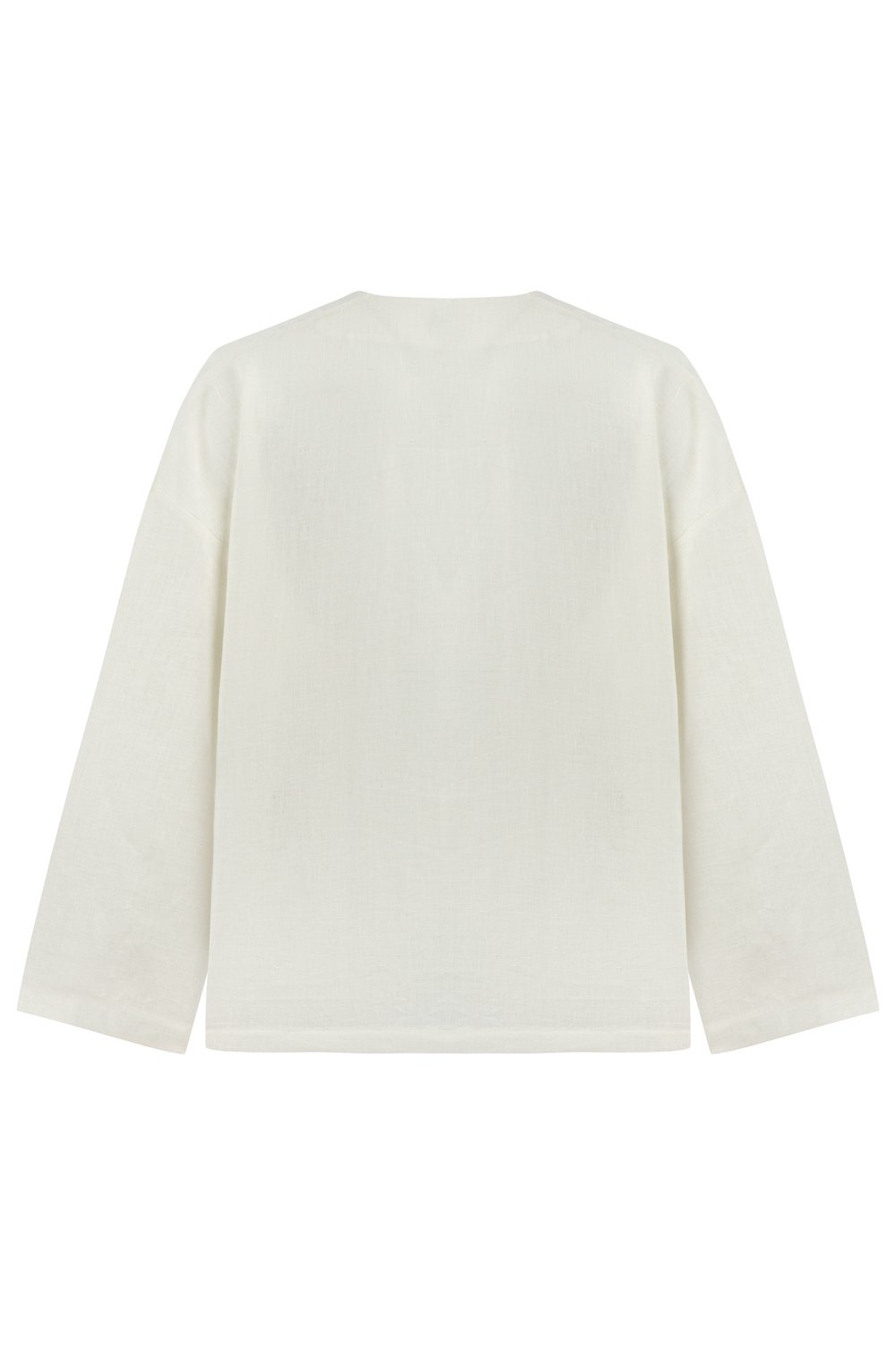 Sertaç Taşdelen-Beyaz %100 Keten V Yaka Oversized Erkek T-shirt Model T 15-T-Shirts-4-Milagron.com