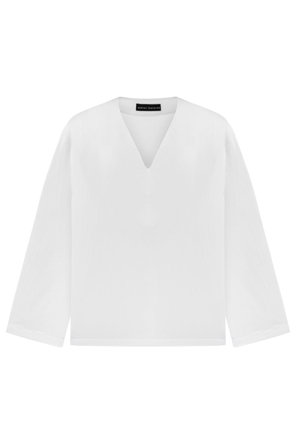 Sertaç Taşdelen-Beyaz %100 Pamuk V Yaka Oversized Erkek T-shirt Model T 20-T-Shirts-3-Milagron.com