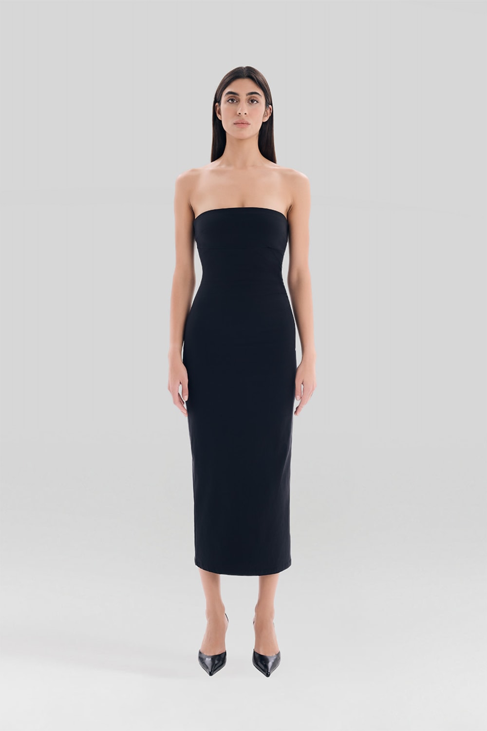 Sertaç Taşdelen-E 01 Midi Boy Si̇yah Elbise-Elbise-1-Milagron.com