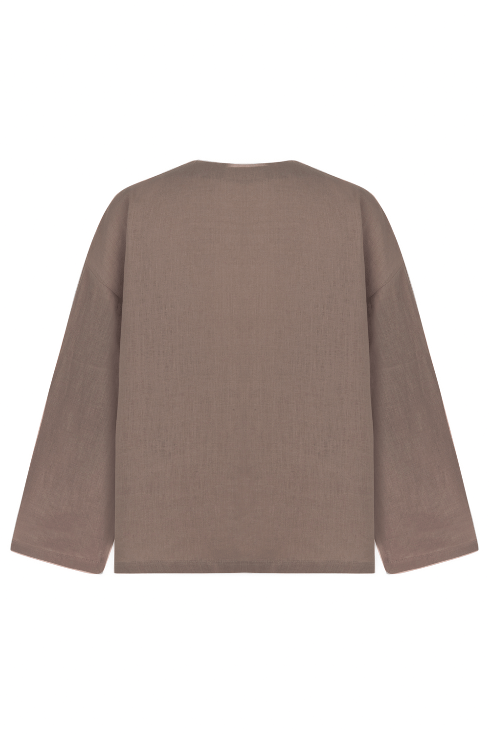 Sertaç Taşdelen-Koyu Kahverengi %100 Keten V Yaka Oversized Erkek T-shirt Model T 15-T-Shirts-4-Milagron.com