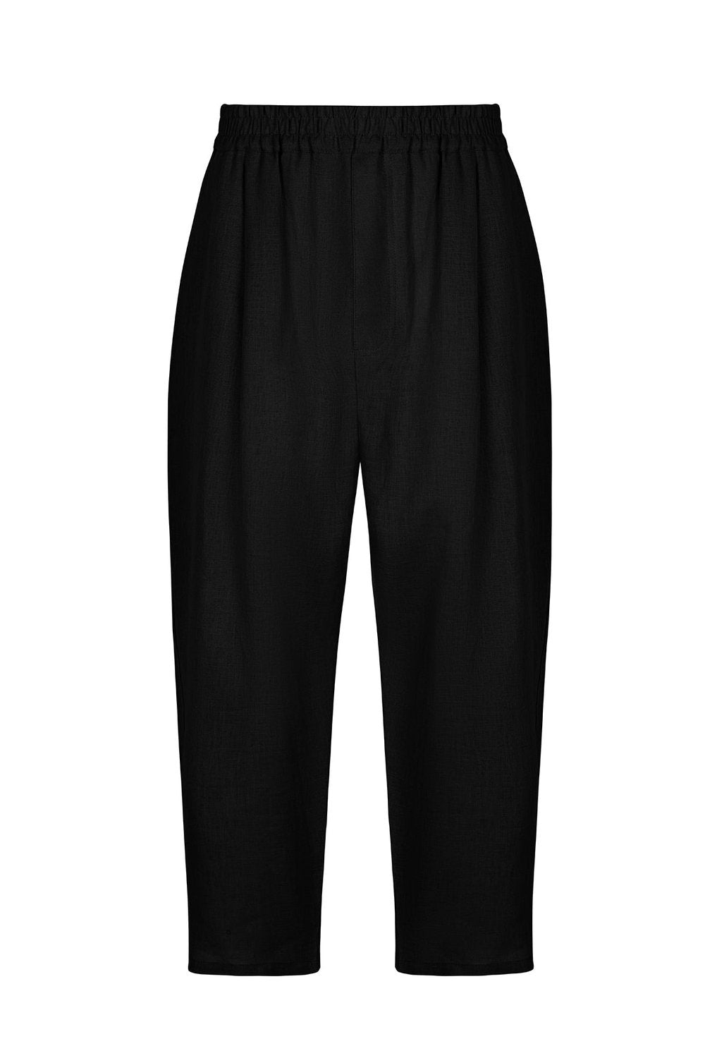 Sertaç Taşdelen-Siyah %100 Keten Beli Lastikli Erkek Pantolon Model P 03-Pantolon-3-Milagron.com