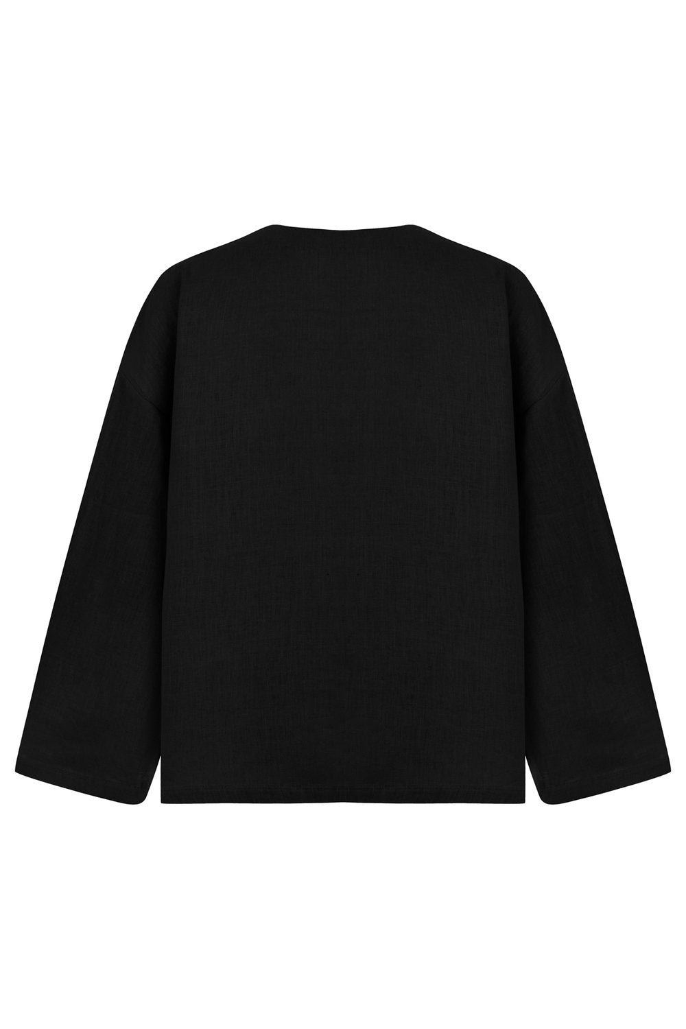 Sertaç Taşdelen-Siyah %100 Keten V Yaka Oversized Erkek T-shirt Model T 16-T-Shirts-4-Milagron.com