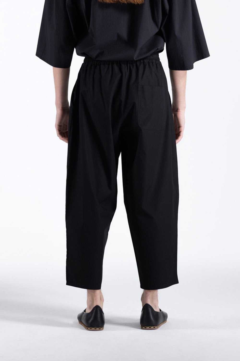 Sertaç Taşdelen-Siyah %100 Pamuk Beli Lastikli Erkek Pantolon P 02-Pantolon-6-Milagron.com