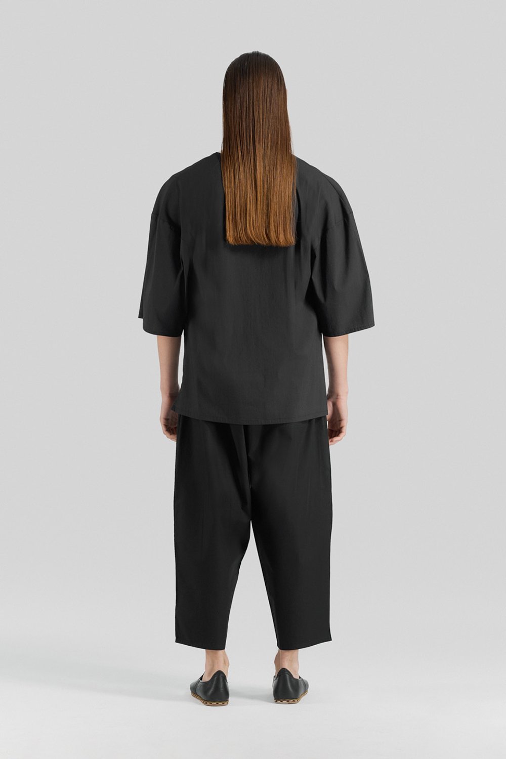 Sertaç Taşdelen-Siyah %100 Pamuk Derin V Yaka Oversized Erkek T-shirt Model T 03-T-Shirts-6-Milagron.com