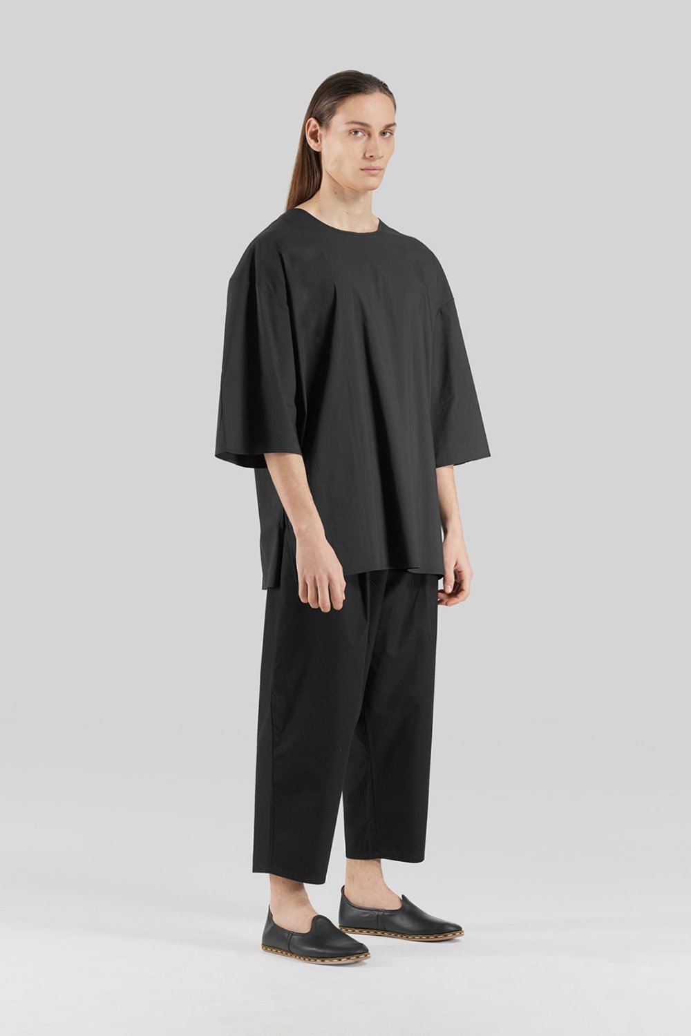 Sertaç Taşdelen-Siyah %100 Pamuk Yuvarlak Yaka Oversized Erkek T-shirt Model T 04-T-Shirts-1-Milagron.com