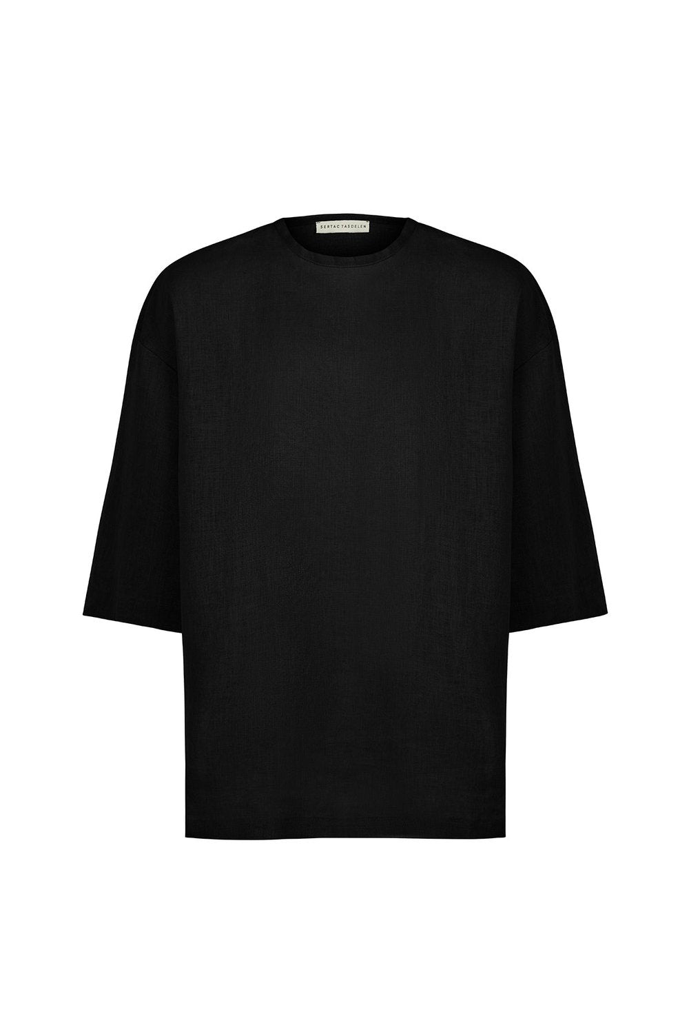 Sertaç Taşdelen-Siyah %100 Pamuk Yuvarlak Yaka Oversized Erkek T-shirt Model T 04-T-Shirts-3-Milagron.com