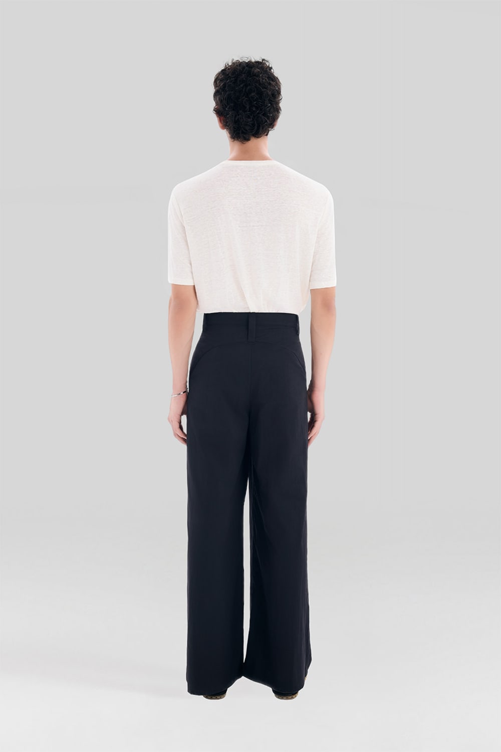 Sertaç Taşdelen-Siyah %40 Pes %60 Naylon Tek Pileli Geniş Paça Erkek Pantolon Model P 09-Pantolon-4-Milagron.com