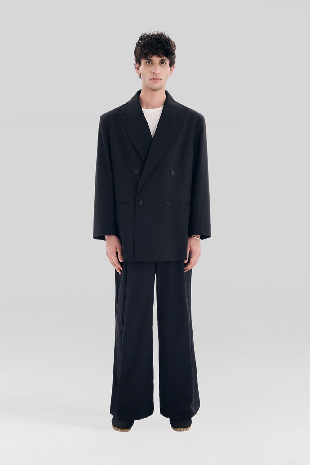 Sertaç Taşdelen-Siyah %40 Pes %60 Naylon Yakalı Kruvaze Oversized Erkek Ceket Model J 01-Dış Giyim-1-Milagron.com