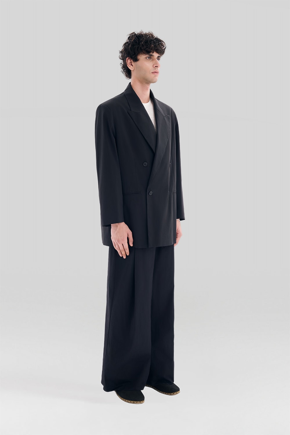 Sertaç Taşdelen-Siyah %40 Pes %60 Naylon Yakalı Kruvaze Oversized Erkek Ceket Model J 01-Dış Giyim-2-Milagron.com