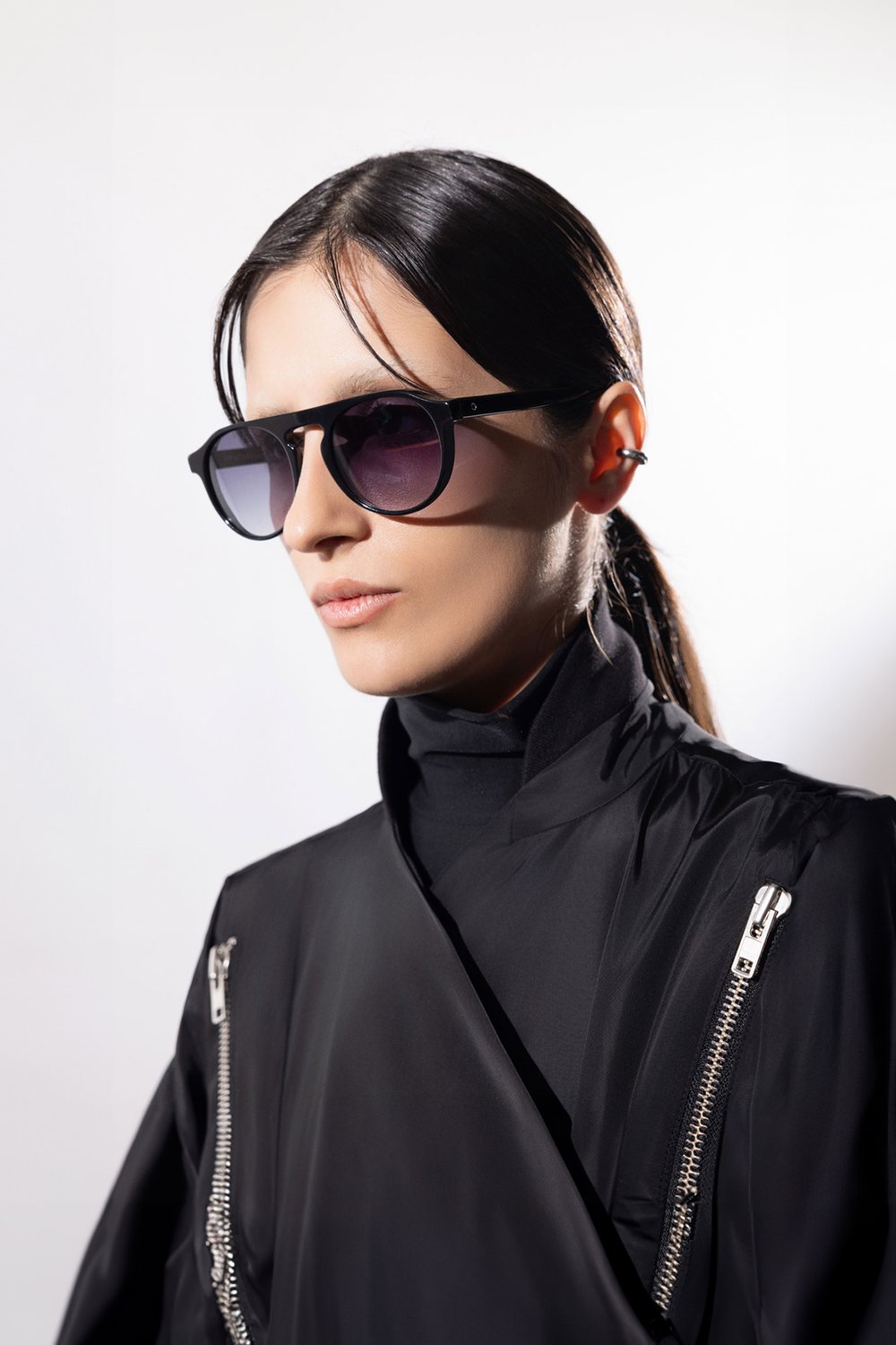 Sertaç Taşdelen-Siyah Degrade Camlı Siyah Çerçeveli Asetat Cr-39 Uv 400 Unisex Güneş Gözlüğü Model G 03-Güneş Gözlüğü-1-Milagron.com