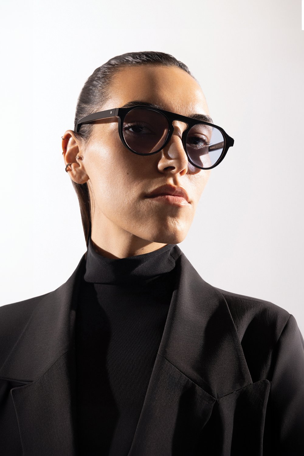 Sertaç Taşdelen-Transparan Camlı Siyah Çerçeveli Asetat Cr-39 Uv 400 Unisex Güneş Gözlüğü Model G 03-Sweatshirts & Hoodies-1-Milagron.com