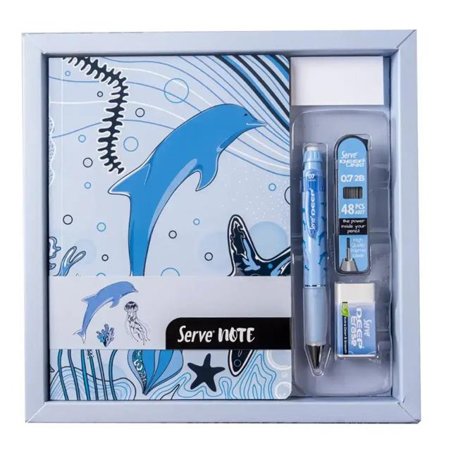 Serve-Yunus Desenli Defter Seti — Gök Mavi̇ (Kutulu)-Defter-1-Milagron.com
