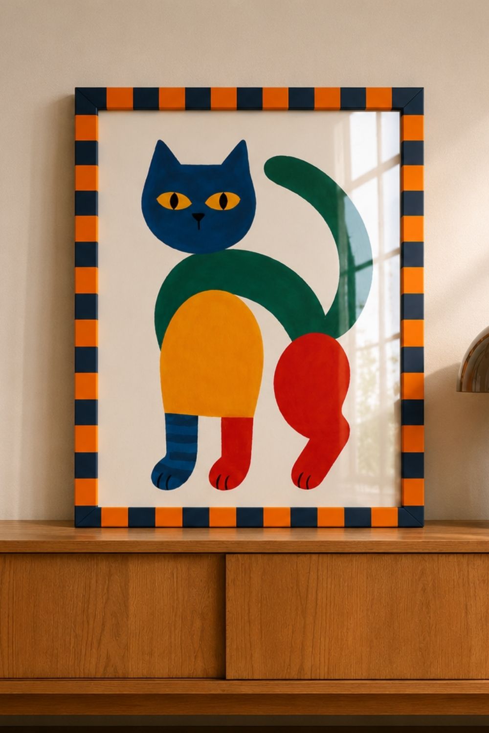 Playful Kedi - Ritim Çerçeveli - Art Print Tablo - 2