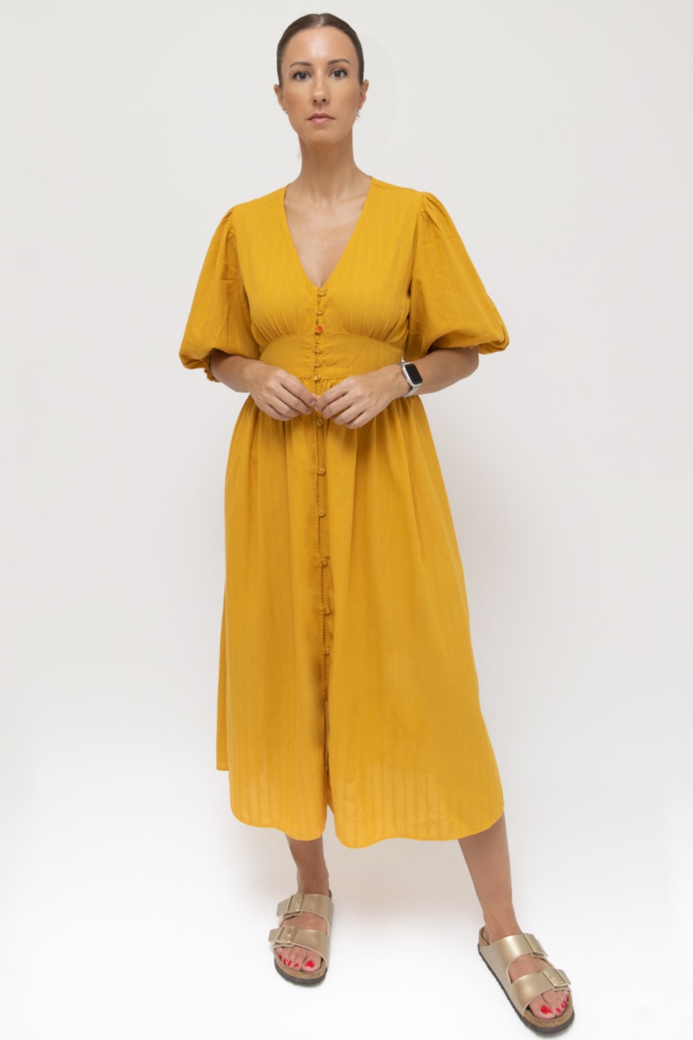 Sfida İstanbul-Ar003h Armürlü Pamuk Beli Lastikli-Elbise-1-Milagron.com