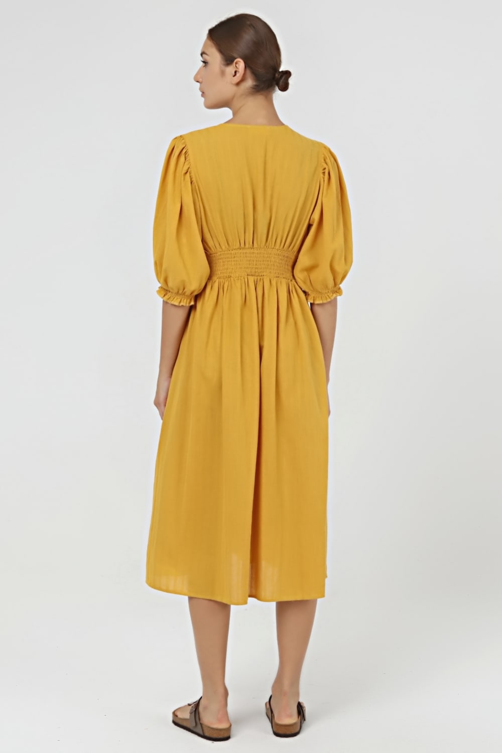 Sfida İstanbul-Ar003h Armürlü Pamuk Beli Lastikli-Elbise-2-Milagron.com