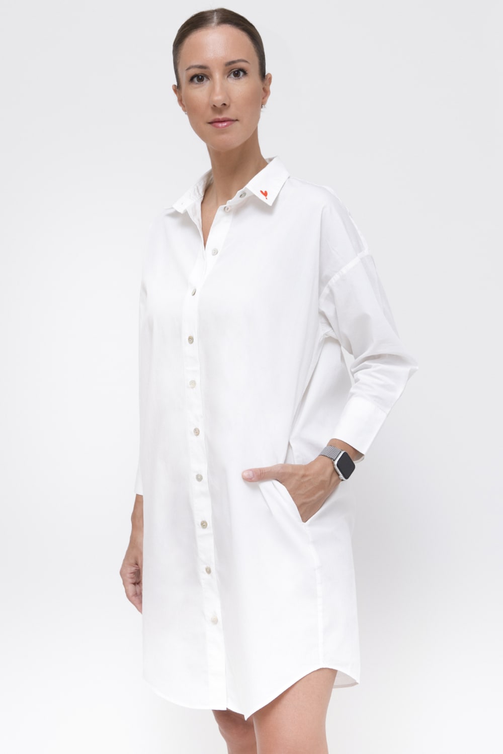 Sfida İstanbul-Ar2 Pamuk Poplin Gömlek Elbise- Poplin Shirt Dress-Elbise-1-Milagron.com