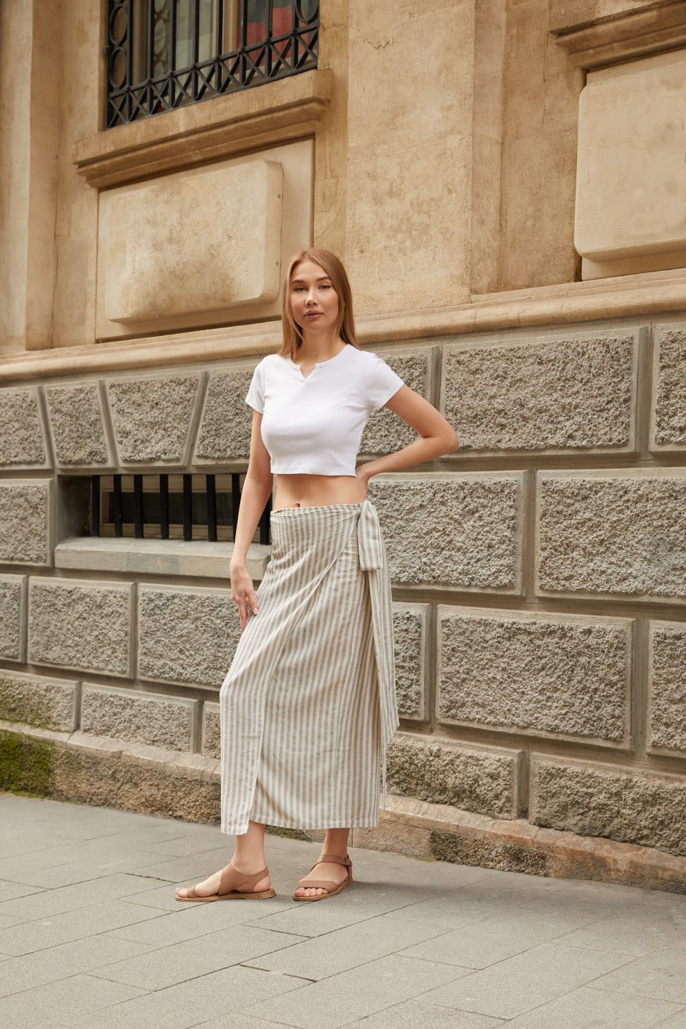 Sfida İstanbul-File Dokulu Çizgili Pareo - Organic Cotton Stripe Pareo - Sf9n-Pareo & Bandana-4-Milagron.com