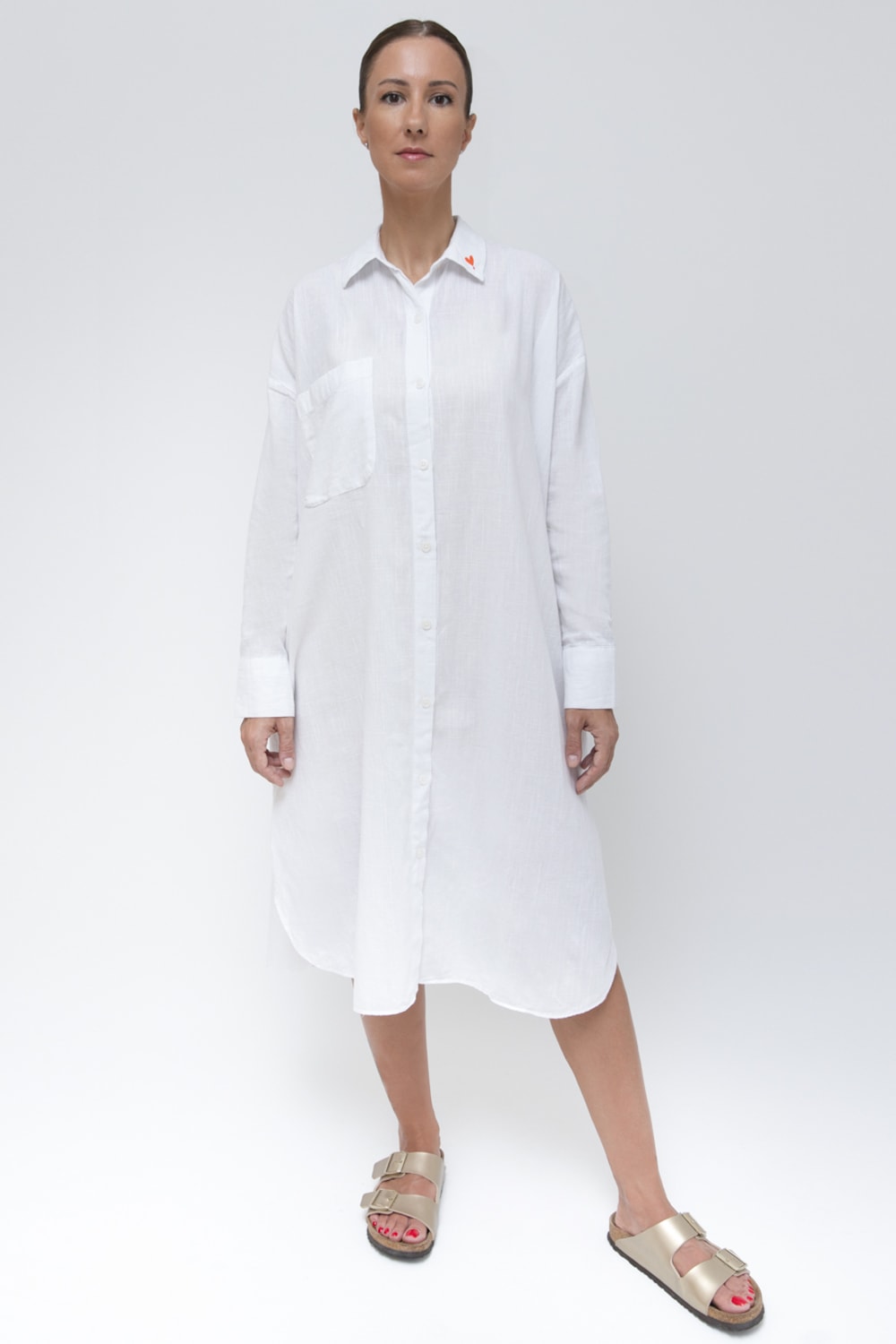 Sfida İstanbul-Flamlı Keten Dokulu Pamuk Gömlek Elbise- Linen Look Shirt Dress - Ar001b-Elbise-3-Milagron.com