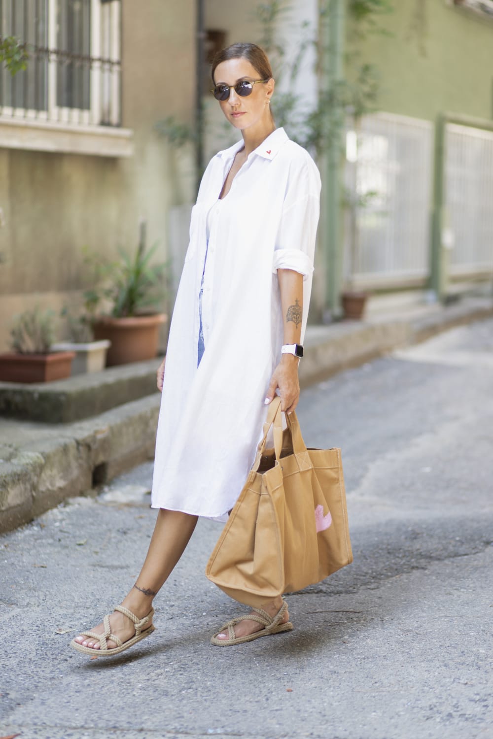 Sfida İstanbul-Flamlı Keten Dokulu Pamuk Gömlek Elbise- Linen Look Shirt Dress - Ar001b-Elbise-4-Milagron.com