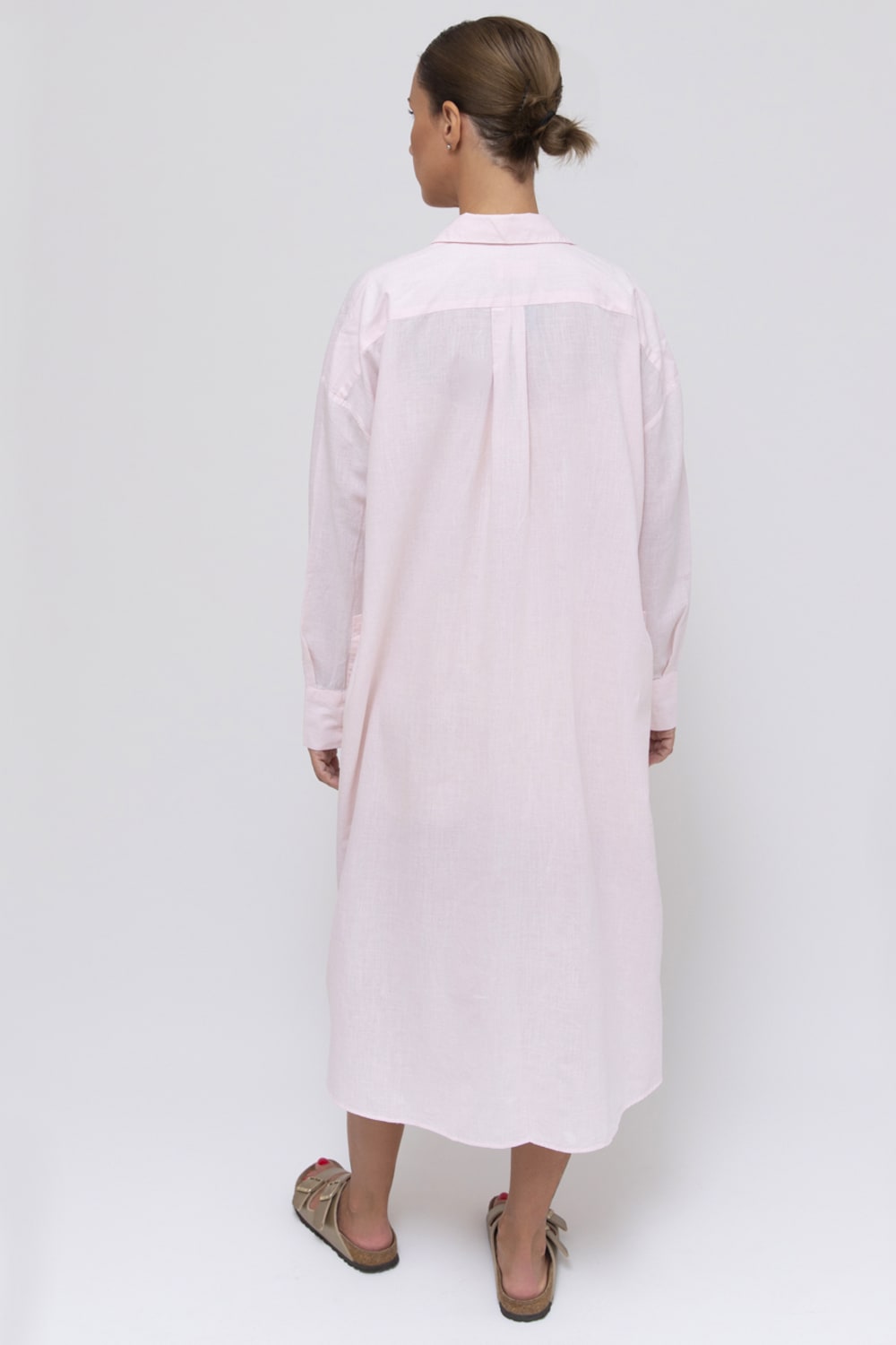 Sfida İstanbul-Flamlı Keten Görünümlü Pamuk Gömlek Elbise-Elbise-2-Milagron.com