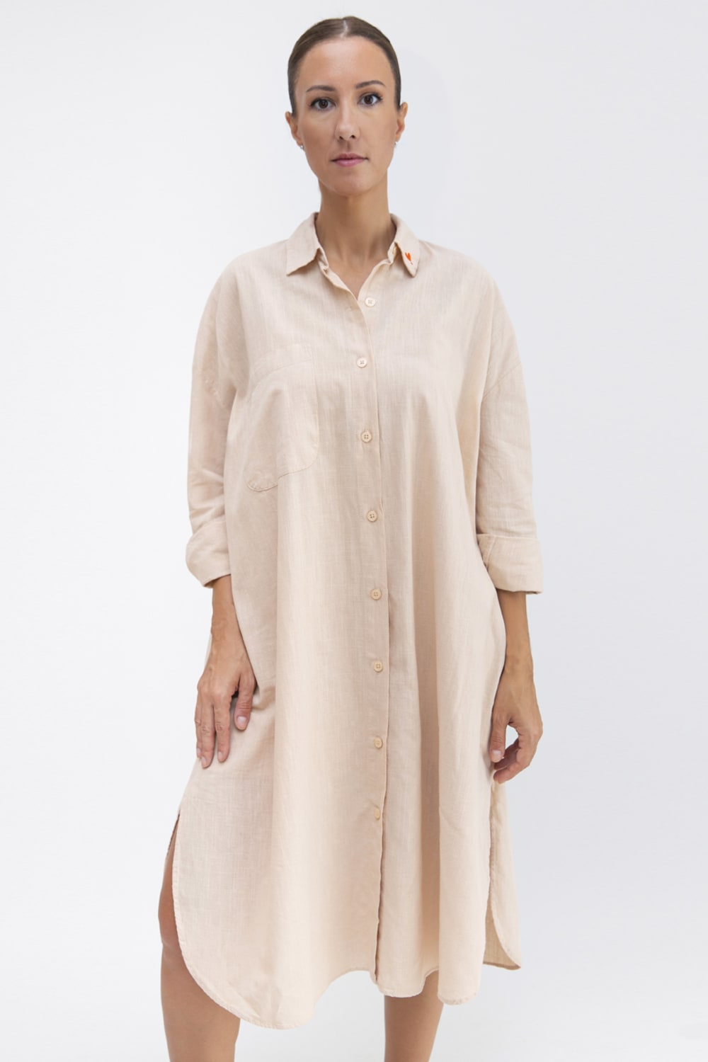 Sfida İstanbul-Keten Dokulu Pamuk Fömlwk Elbise - Ar001n-Elbise-1-Milagron.com