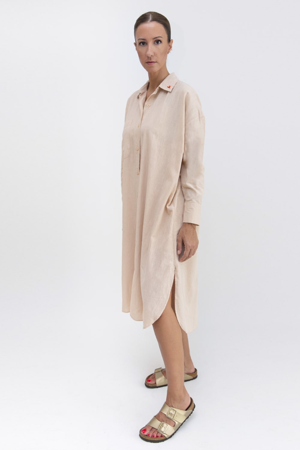 Sfida İstanbul-Keten Dokulu Pamuk Fömlwk Elbise - Ar001n-Elbise-2-Milagron.com