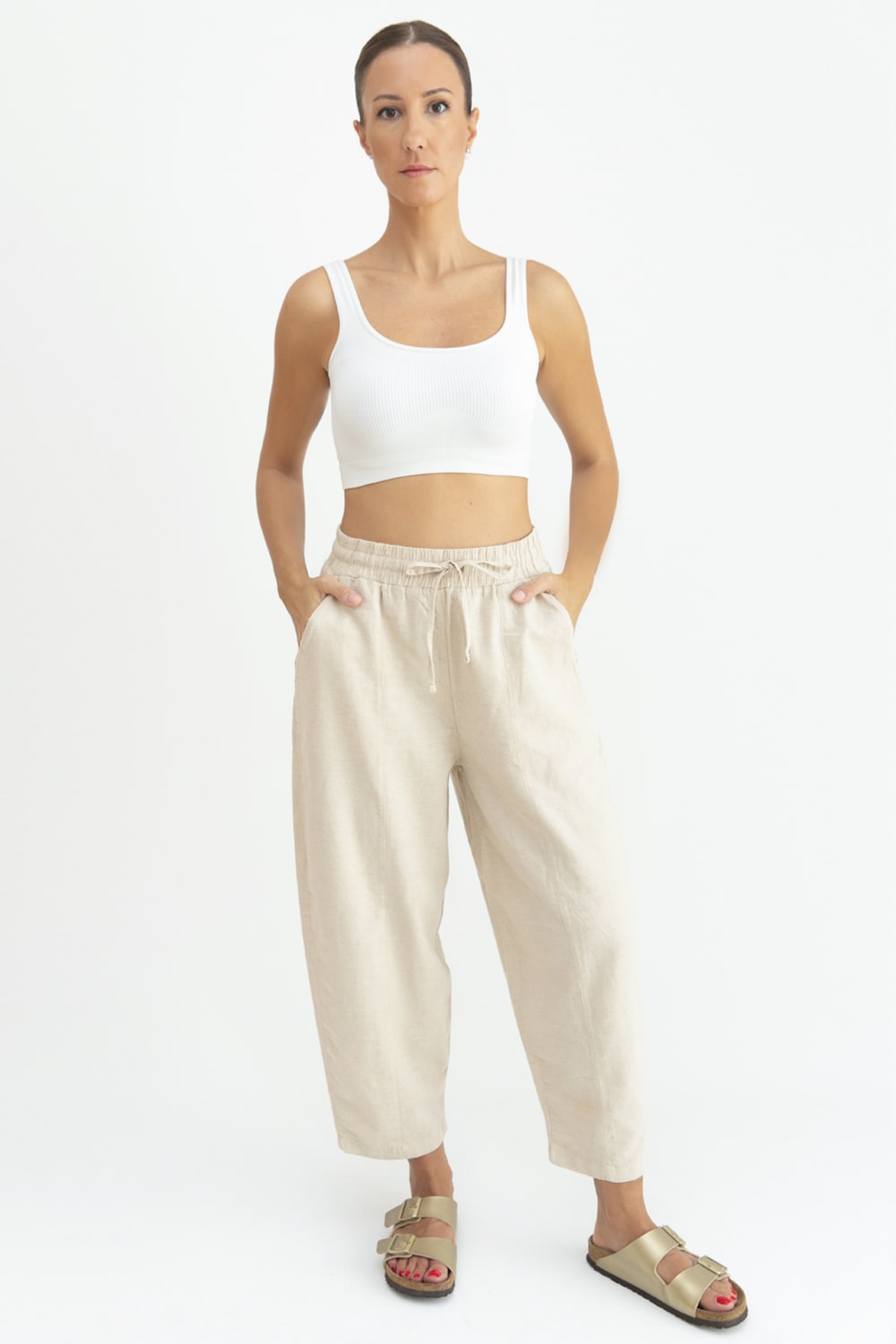 Sfida İstanbul-Keten / Pamuk Şalvar Pantalon. Linen / Cotton Slouchy Pant - Ar007-Pantolon-3-Milagron.com