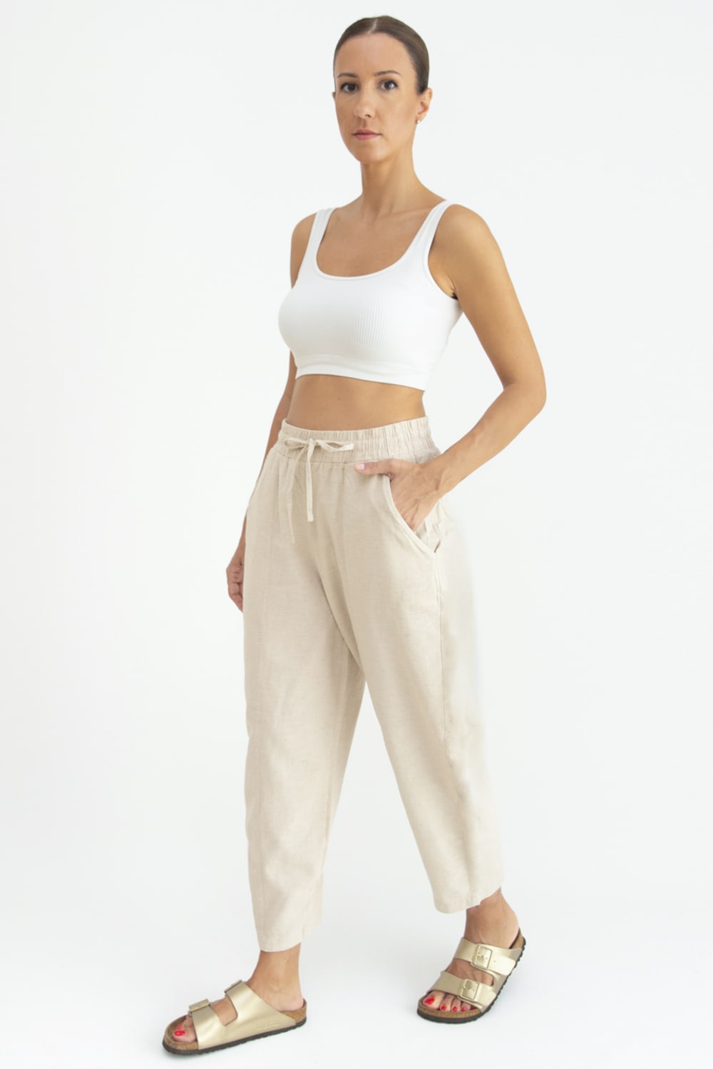 Sfida İstanbul-Keten / Pamuk Şalvar Pantalon. Linen / Cotton Slouchy Pant - Ar007-Pantolon-5-Milagron.com